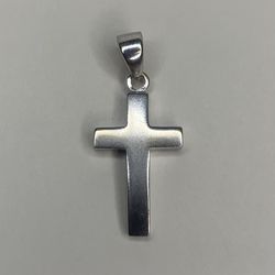 14k White Gold Cross Religious Pendant Charm