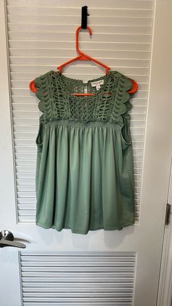 Sabrina Lauren Sage Green Lace Top
