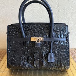 Genuine Crocodile Made In Italy, Black Handbag, Purse, Cross Body