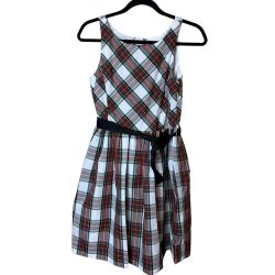 Polo Ralph Lauren Girls Size 16 Plaid Sleeveless Holiday Dress Black Waist Tie