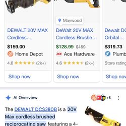 DEWALT 20V MAX Cordless Reciprocating Saw Tool Only