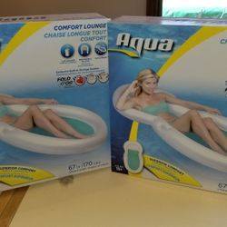 2 NEW IN BOX AQUA COMFORT LOUNGES.  20.00 EACH.  PICK UP MIDDLEBORO ONLY FINAL SALE 