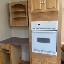 Cabinet With Stove, Side Counter/cabinet and Shelves