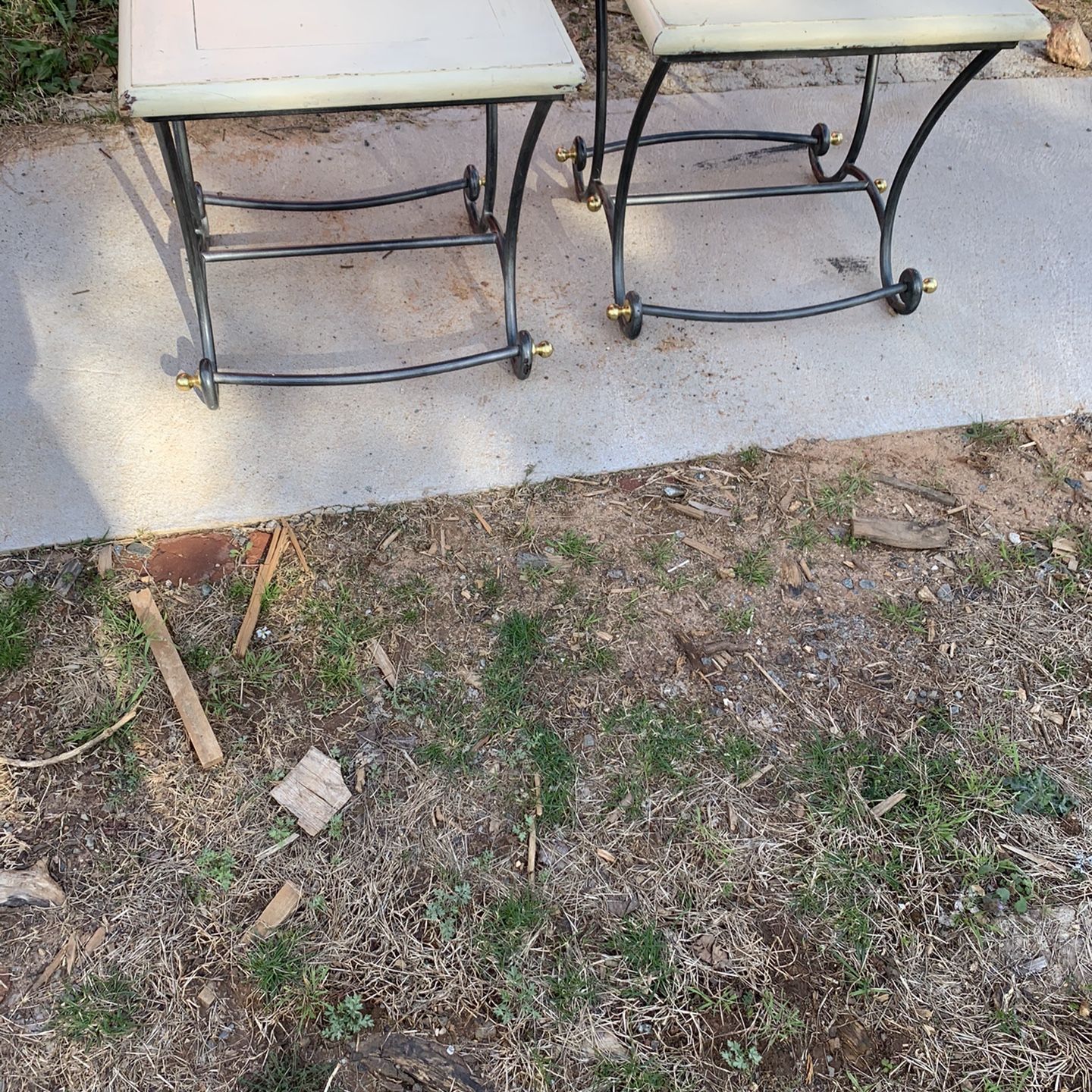 2 Square Wooden w/ Metal Frame End Tables, Side Tables