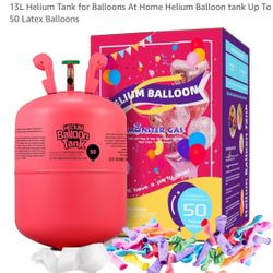 13L Helium Tank for Balloons At Home Helium Balloon tank Up To 50 Latex Balloons