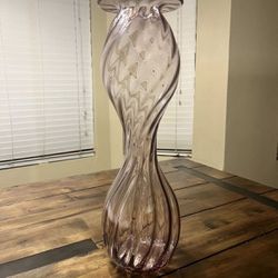 Vintage Tall Blenko  Glass Hourglass Vase