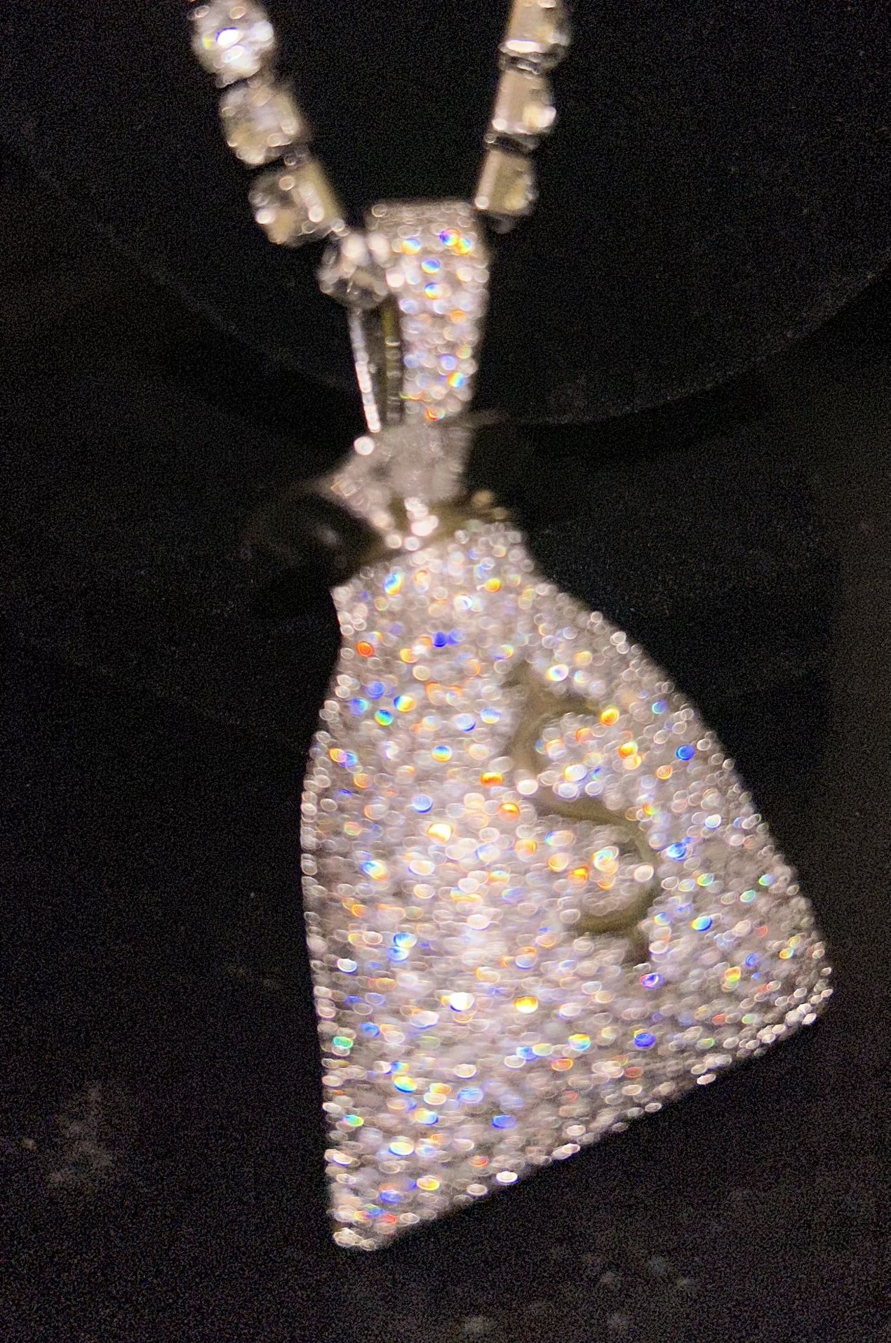 VVS1 Moissanite silver “Money Bag” Pendant