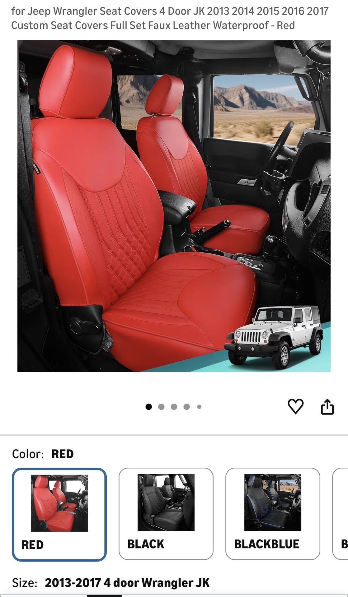 Jeep Wrangler JKU Seat Cover 