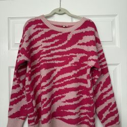 Pink Zebra Sweater Size Large With Tags 