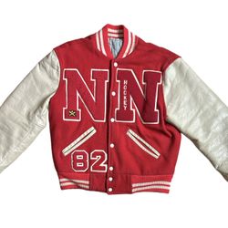 VTG Logan Knitting Mills Made in USA Red Leather Varsity Letterman Jacket Size S