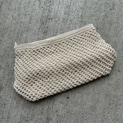 Crochet Beige Makeup Bag Small Purse 