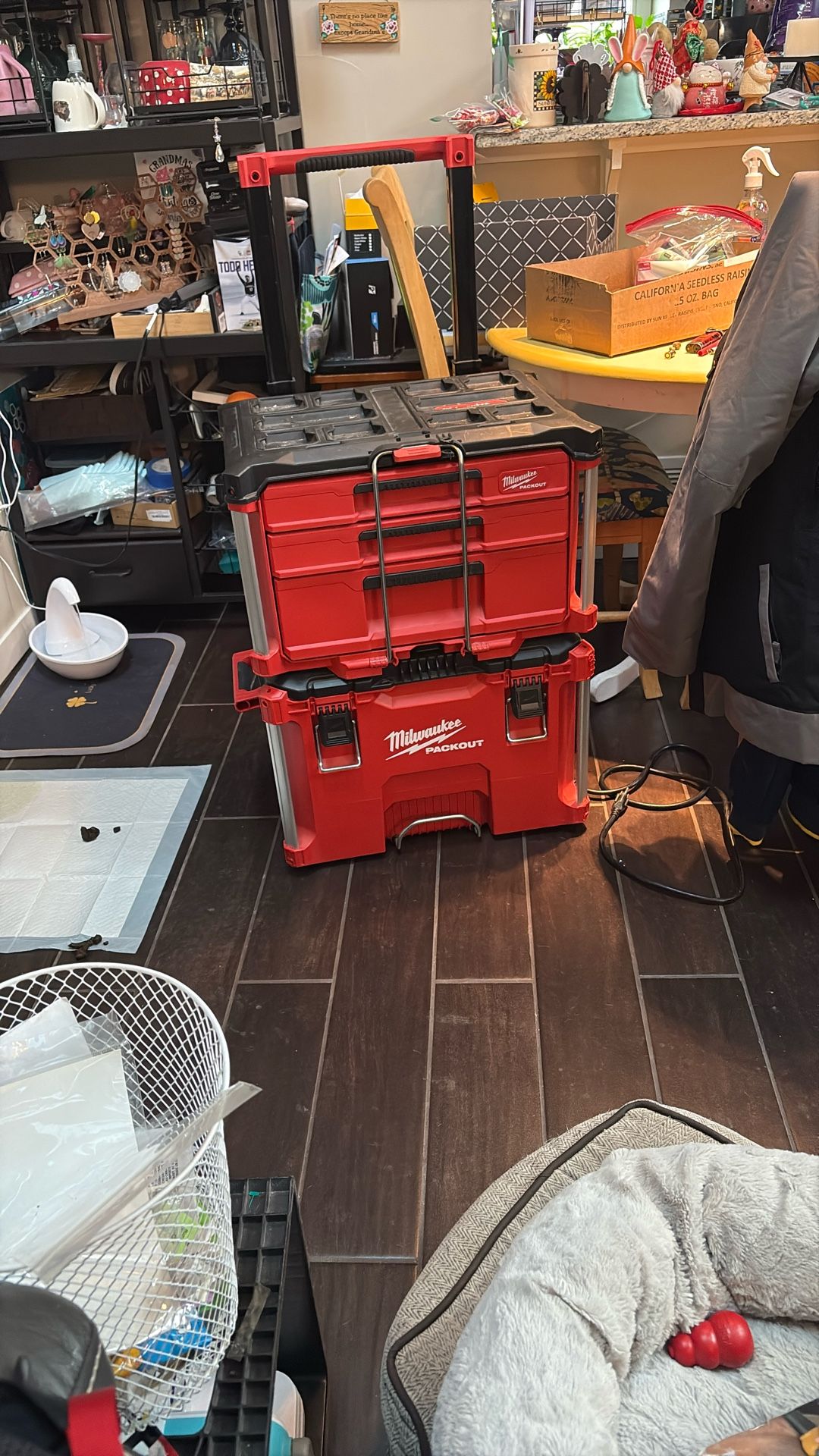 Milwaukee pack out, rolling toolbox and three drawer box