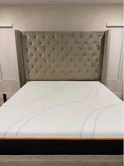 Upholstered king-size bed frame