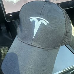 Black Tesla Baseball Cap With White Logo