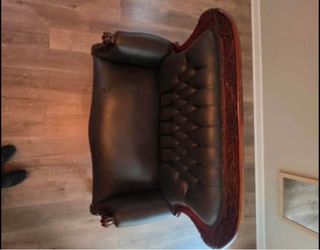 Vintage Tufted Leather Loveseat