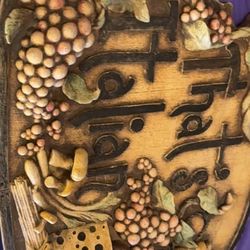 Carved Wooden Food Plaque