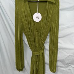 Green wrap dress