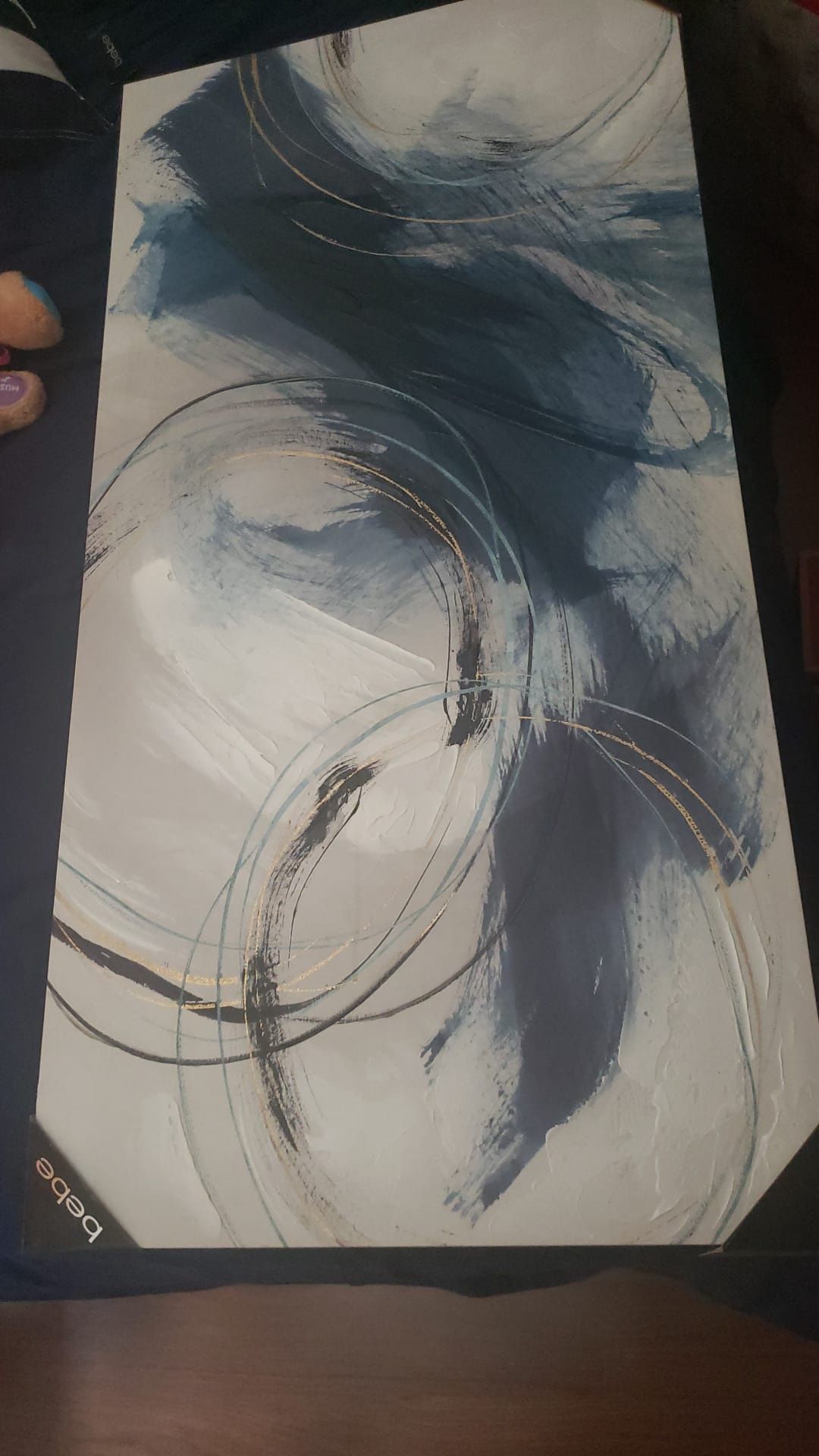 Blue , White And Gold Abstract Painting