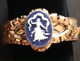 Vintage Gold plated cameo bangle bracelet