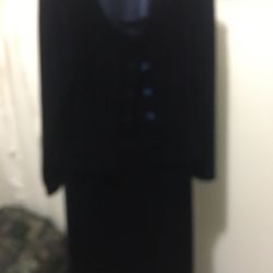 Midnight Blue Velour 2 Piece Dress