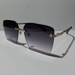Black Rimless Square Sunglasses 