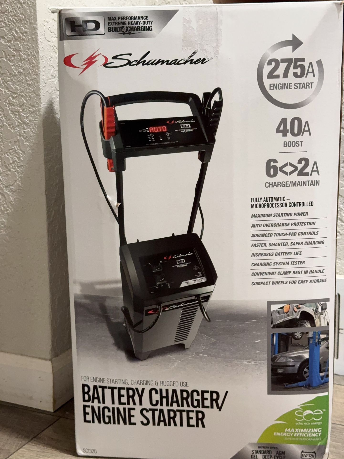 Schumacher Battery Charger with Engine Starter, Boost, 