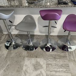 4-Piece Bar Stools - Grey & Purple - EXCELLENT!