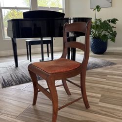 Antique Wood Padded Dining Chair.