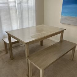 Dining Table Set with Two Benches 