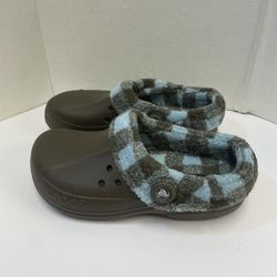 Crocs Fur Lined Clogs Shoes Plaid Mens 7 Womens 9 Slip On