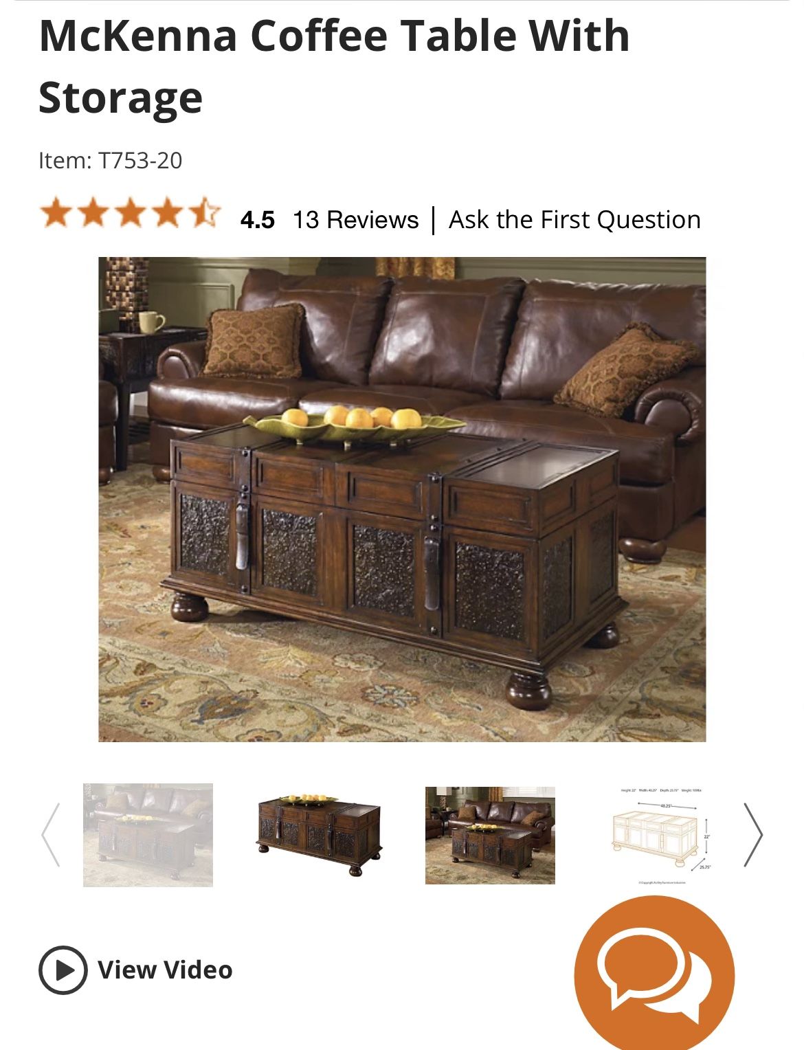 Ashley McKenna Coffee Table With Storage for Sale in Victorville, CA