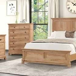 Brand New Natural Oak 4pc Queen Bedroom Set (Available In Eastern King)