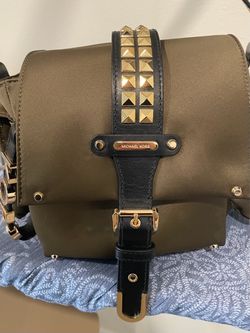 Michael Kors Vivianne Studded Olive Green Nylon Messenger Bag