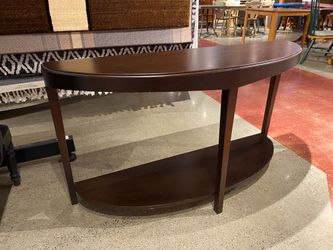Curved Espresso Brown Sofa Table