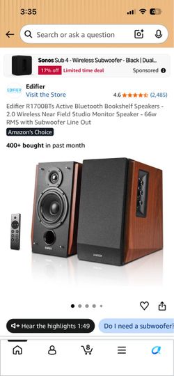 Edifier R1700BTs Bluetooth Bookshelf Speakers