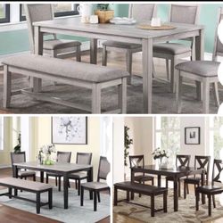 Dining Table Set With Chairs And Bench 