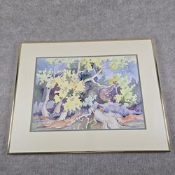 Framed Original Watercolor Painting “Sycamore Trees” Signed By Artist 22x28.