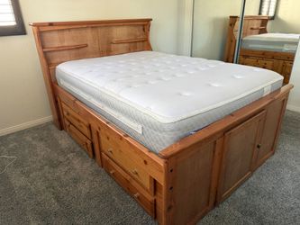 Full size bed frame with drawers