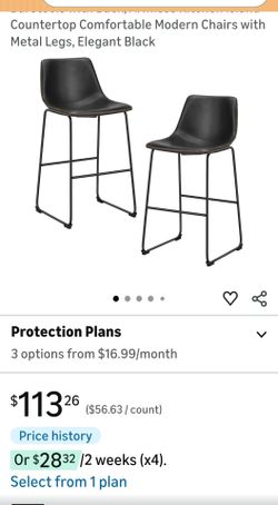 Counter Height Bar Stools Set of 2, 26 inch Height Faux leather with back metal legs
brand new $90