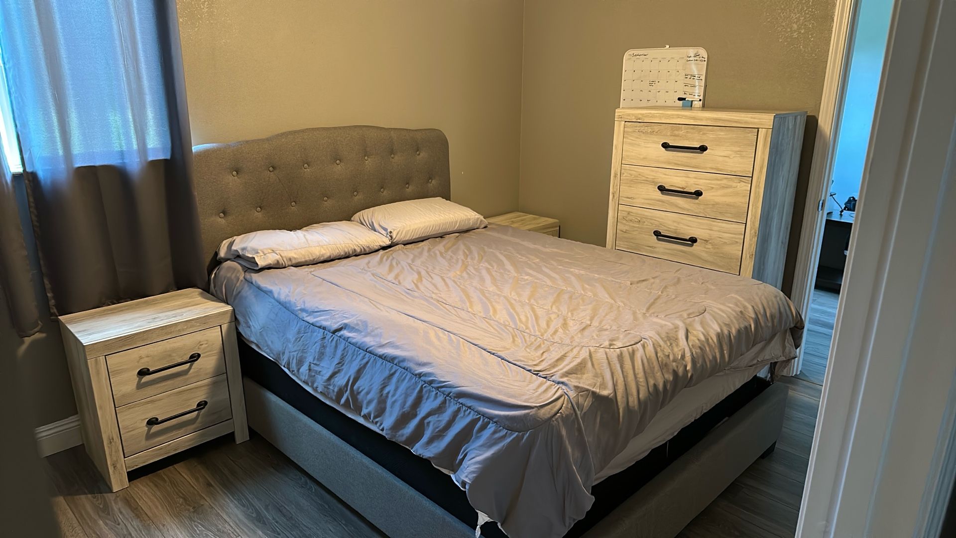 Bedroom Setup, Ashley’s Furniture, Grey And White