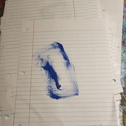 Abstract Blue Brushstroke on Lined Paper