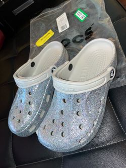 Silver glitter crocs women’s size 8