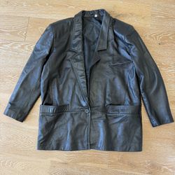 Preston & York Genuine Leather Jacket Blazer Size PL