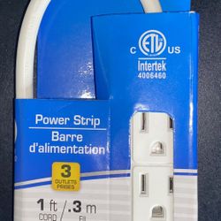BRAND NEW 1ft Mini Power Strip White