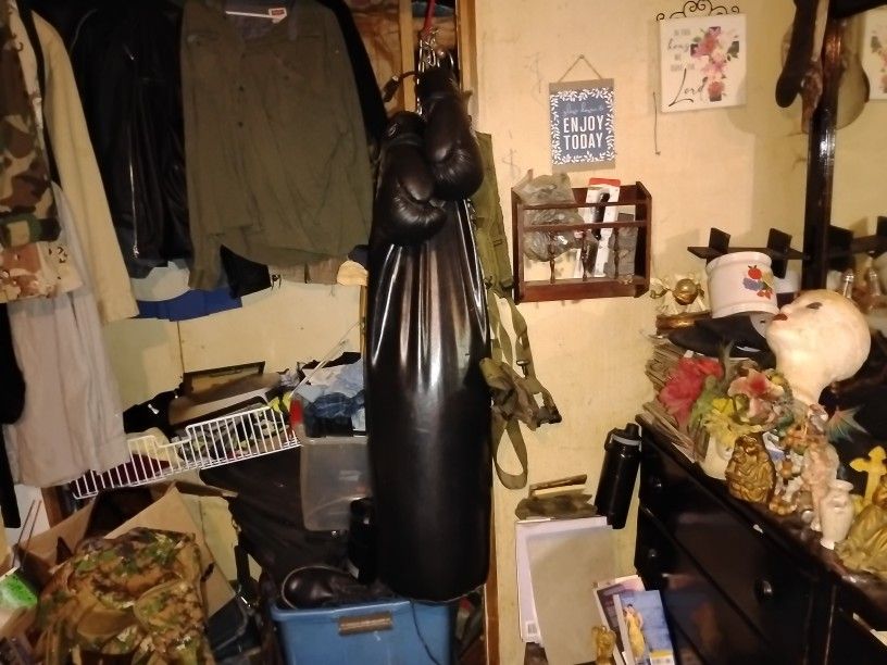 Punching Bag And Gloves For Sale