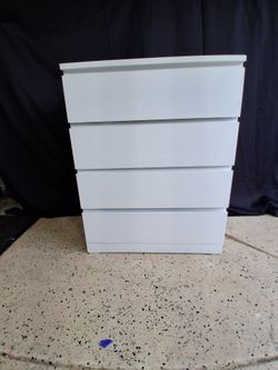 Fully Refreshed white modern four drawer dreser