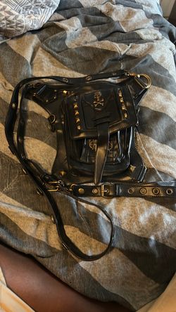 Black leather backpack