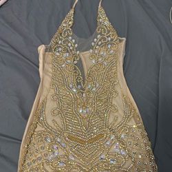 Gold/Nude embellished cocktail Dress
