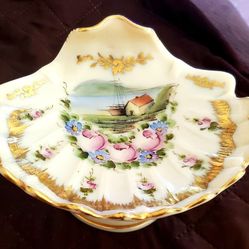 Shell Form Compote Hand Painted