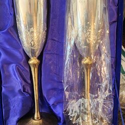 Fancy metal cups wine champagne